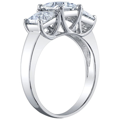 Princess Cut Moissanite 3-Stone Engagement Ring and Wedding Band Bridal Set Sterling Silver 2.75 Carats 3 Carats