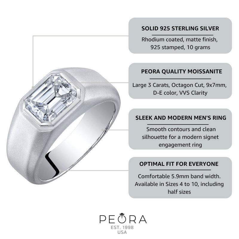 Emerald Cut Moissanite Men&