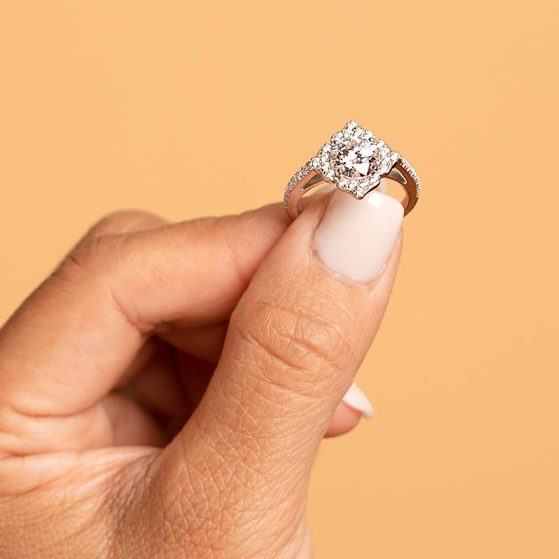 Moissanite Vintage Art Deco Engagement Ring and Wedding Band Bridal Set Sterling Silver 1.50 Carats