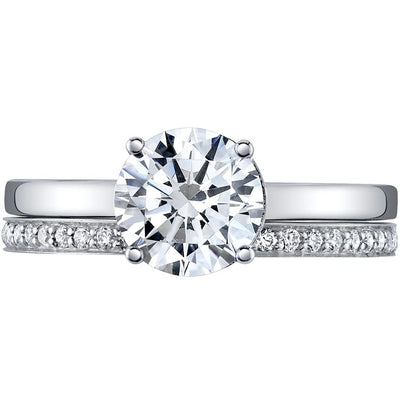Moissanite Hidden Halo Engagement Ring and Wedding Band Bridal Set Sterling Silver 1.50 Carats