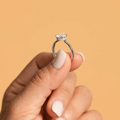 Moissanite Hidden Halo Engagement Ring and Wedding Band Bridal Set Sterling Silver 1.50 Carats