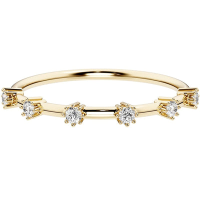 Diamond Starlight Stackable Ring Band 14K Yellow Gold Plated Sterling Silver