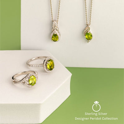 Peridot Ring Sterling Silver Round Shape 1.5 Carats