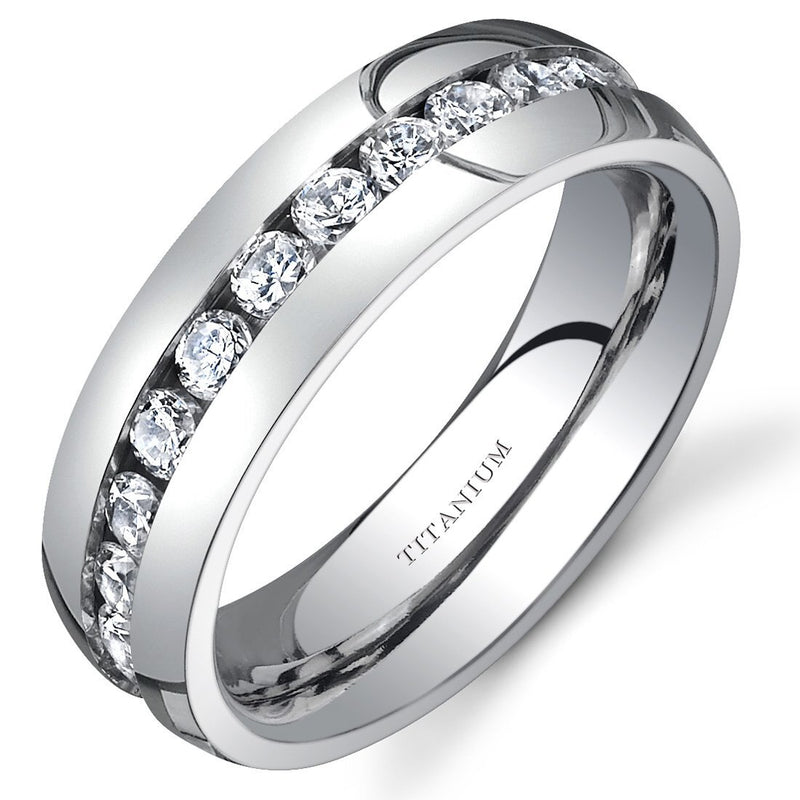 Cubic Zirconia Ring in Titanium Round Shape