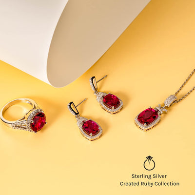Ruby Ring Sterling Silver Radiant Shape 2.75 Carats SR9996