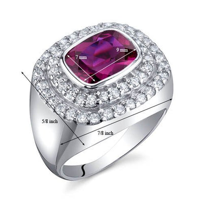 Ruby Ring Sterling Silver Radiant Shape 2.75 Carats SR9996