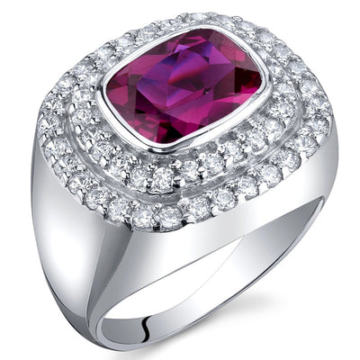 Ruby Ring Sterling Silver Radiant Shape 2.75 Carats SR9996