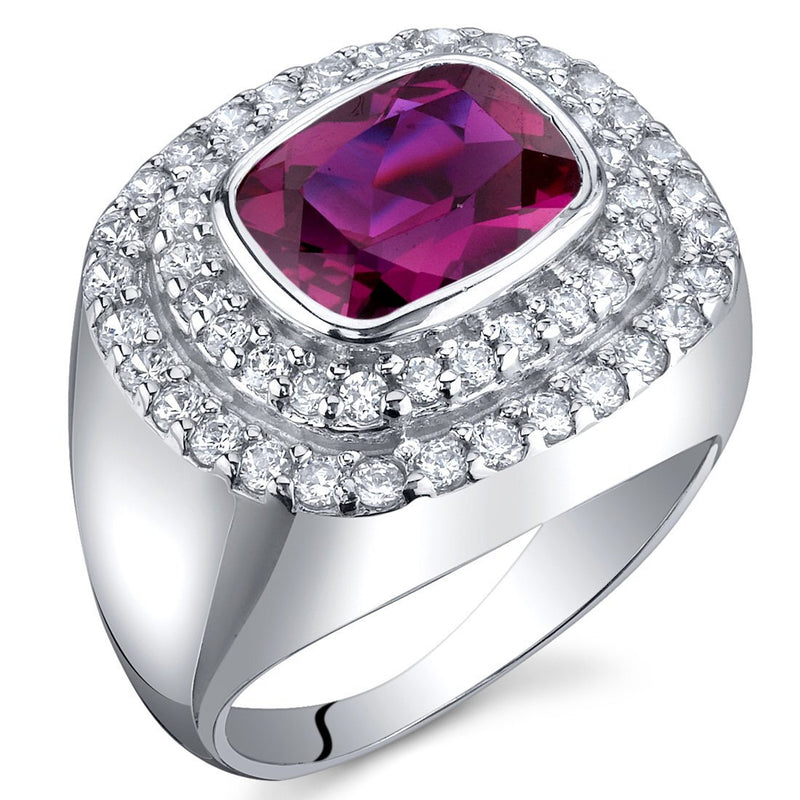 Ruby Ring Sterling Silver Radiant Shape 2.75 Carats SR9996