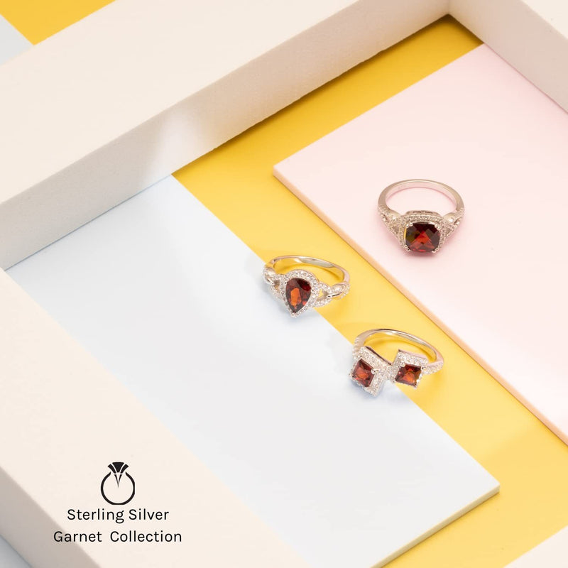 Garnet Ring Sterling Silver Round Shape 2.5 Carats
