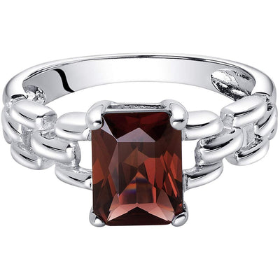 Garnet Ring Sterling Silver Radiant Shape 1.75 Carats