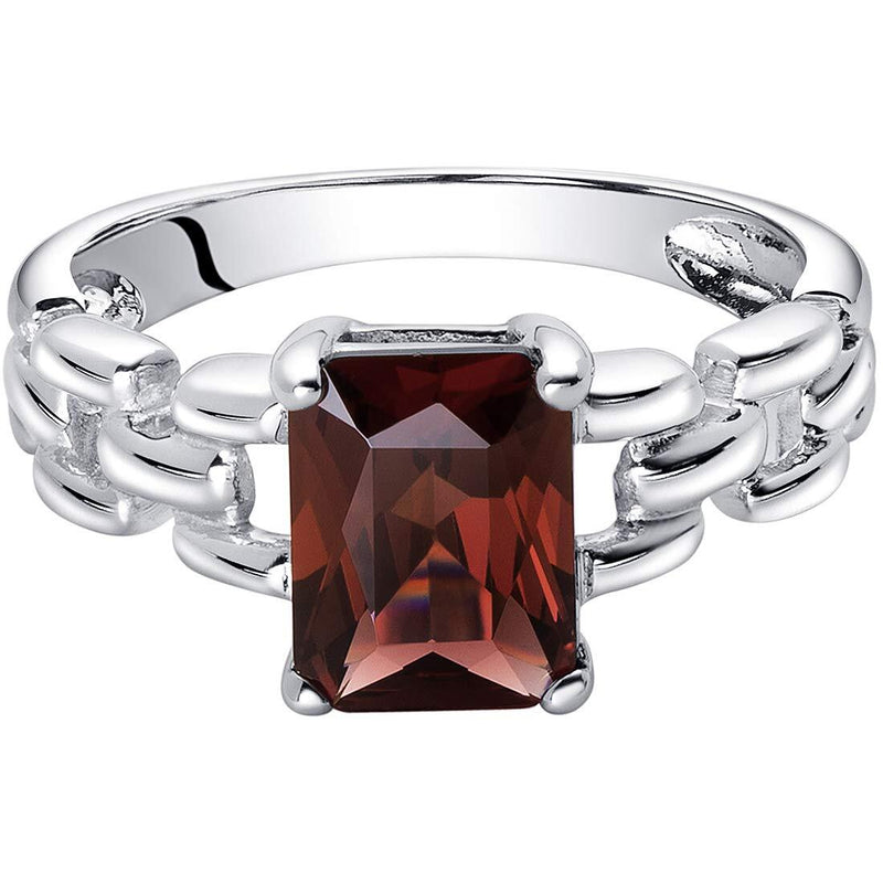Garnet Ring Sterling Silver Radiant Shape 1.75 Carats