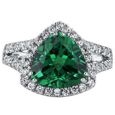 Emerald Ring Sterling Silver Triangle Shape 5 Carats