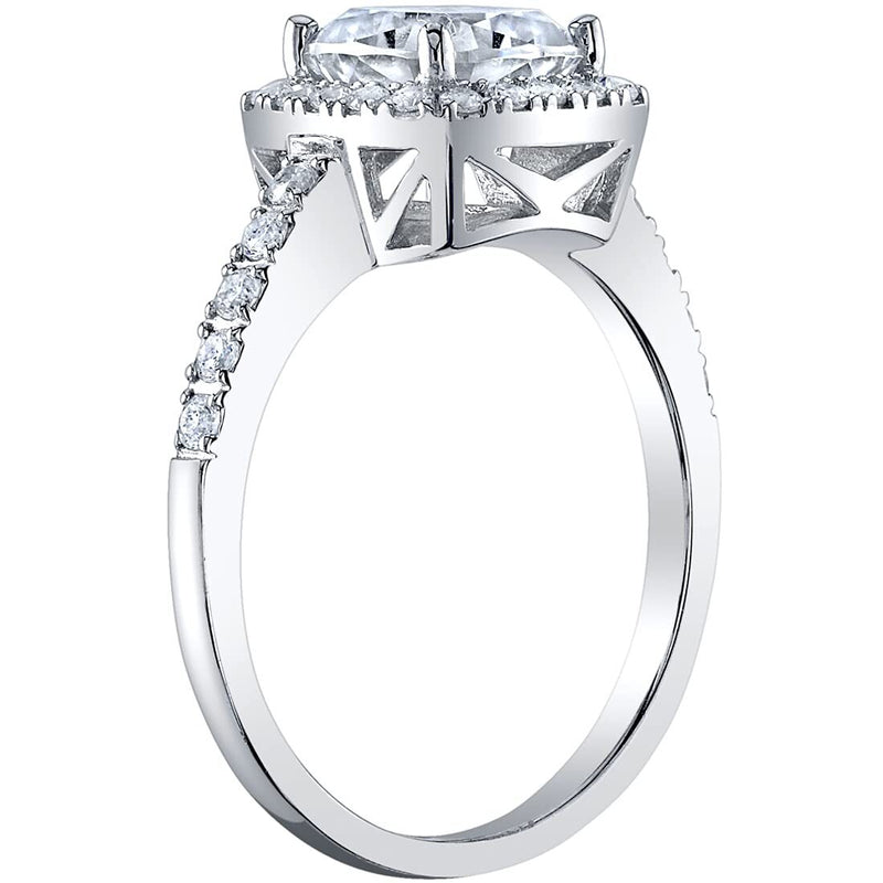 Cushion Cut Moissanite Halo Engagement Ring and Wedding Band Bridal Set Sterling Silver 2 Carats