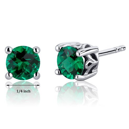 Princess cut gemstone solitaire stud sterling silver earnings - created blue sapphire - sterling silver