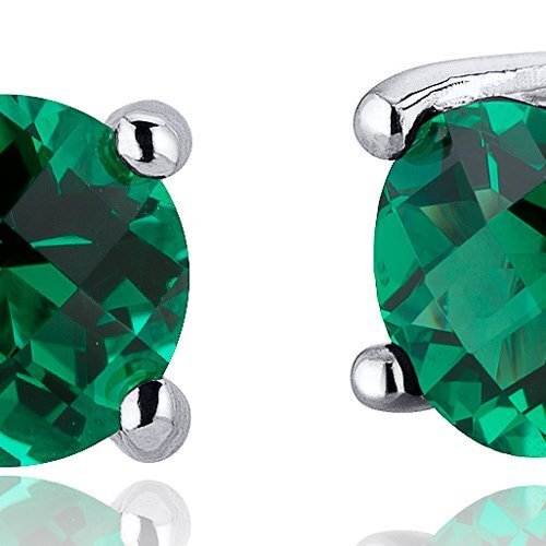 Princess cut gemstone solitaire stud sterling silver earnings - created blue sapphire - sterling silver