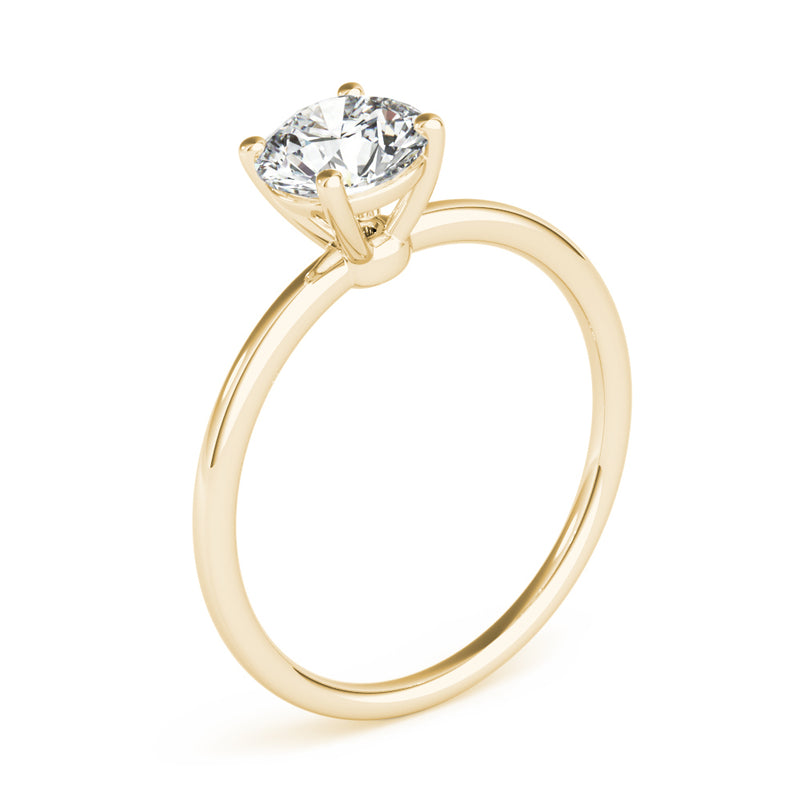 PEORA Solid 10k Yellow Gold Solitaire Ring , 1 Ct Lab Grown Diamond for , 6.5mm Round Cut Promise, Engagement or Anniversary Ring, Jewelry Gift, w/Jewelry Box