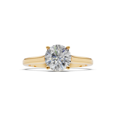 Round Cut Gemstone Solitaire Gold Ring