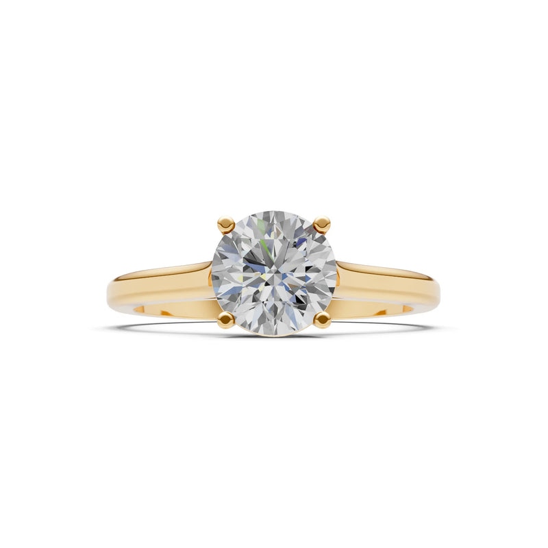 Round Cut Gemstone Solitaire Gold Ring