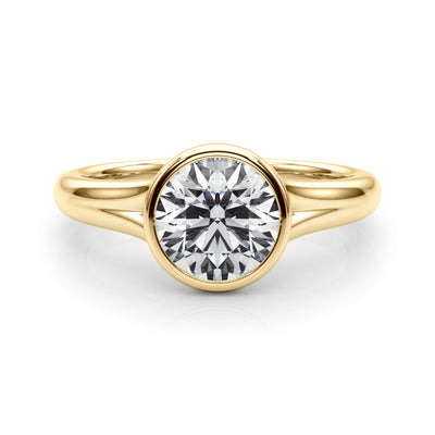 PEORA Solid 10k Yellow Gold Ring - 1 Ct Lab Grown Diamond for - 6.5mm Round Cut Promise, Engagement or Anniversary Ring, Jewelry Gift, w/Jewelry Box
