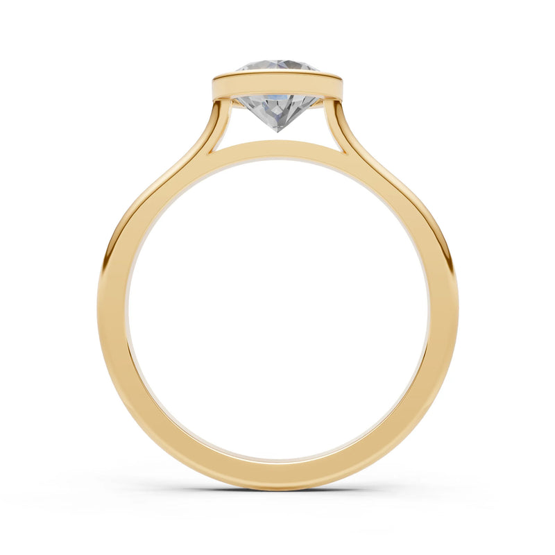 10k Yellow Gold Lab Grown Diamond Round Bezel Set Solitaire Ring