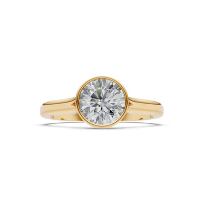 10k Yellow Gold Lab Grown Diamond Round Bezel Set Solitaire Ring
