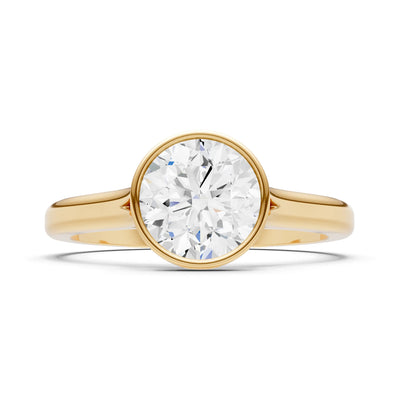 CVD Round 6.5mm Round Bezel Set Solitaire Ring