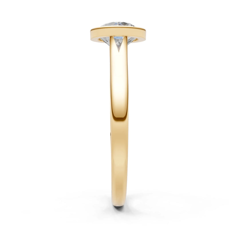 10k Yellow Gold Lab Grown Diamond Round Bezel Set Solitaire Ring