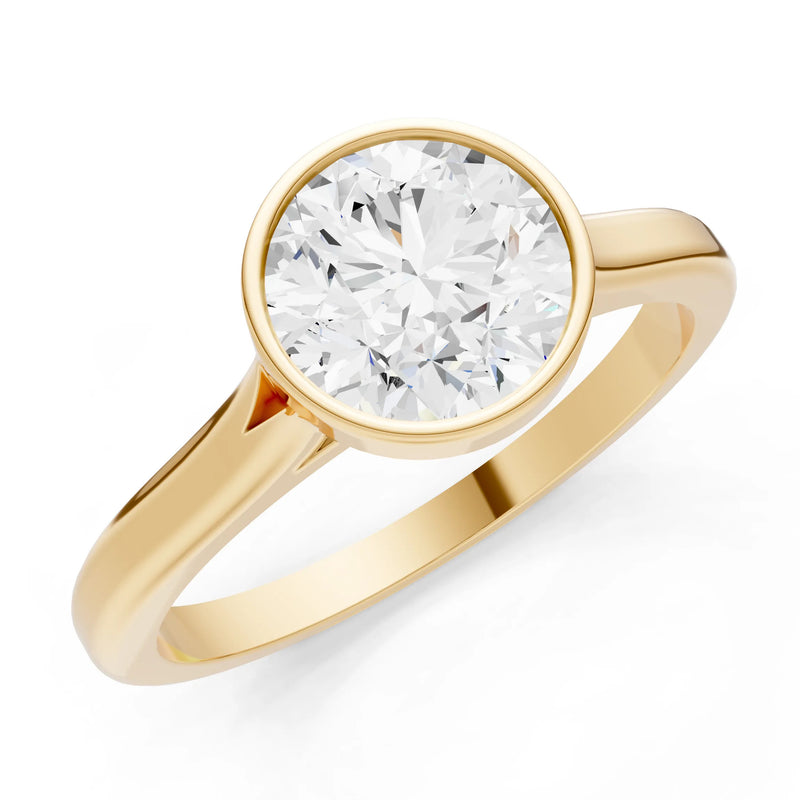 CVD Round 6.5mm Round Bezel Set Solitaire Ring