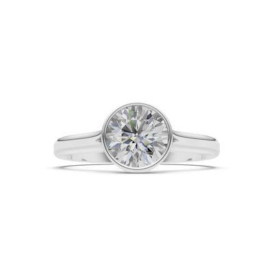 10k Yellow Gold Lab Grown Diamond Round Bezel Set Solitaire Ring