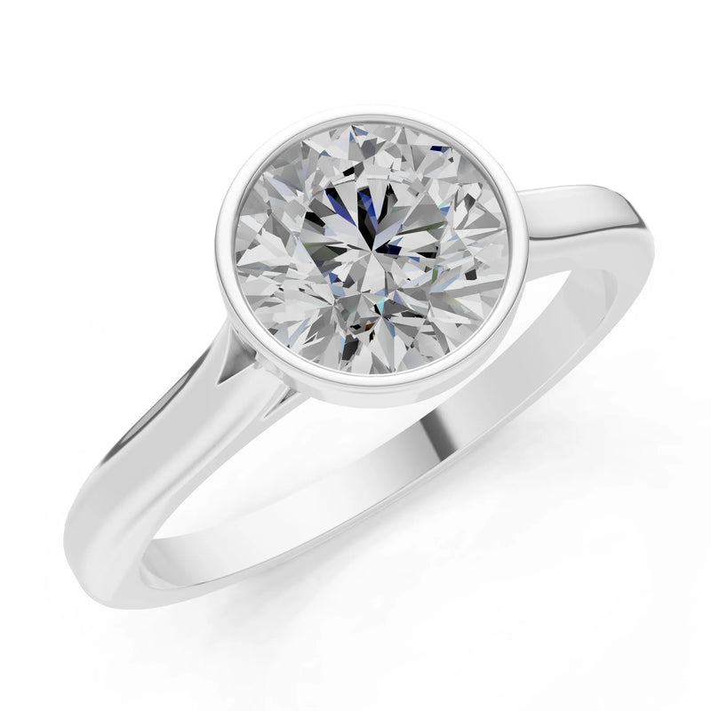 10k Yellow Gold Lab Grown Diamond Round Bezel Set Solitaire Ring