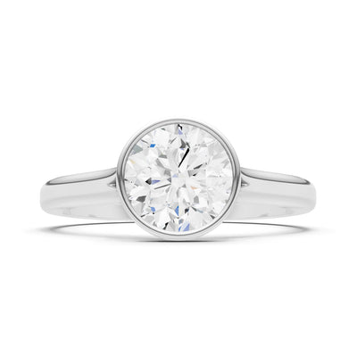 CVD Round 6.5mm Round Bezel Set Solitaire Ring
