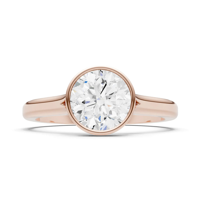CVD Round 6.5mm Round Bezel Set Solitaire Ring