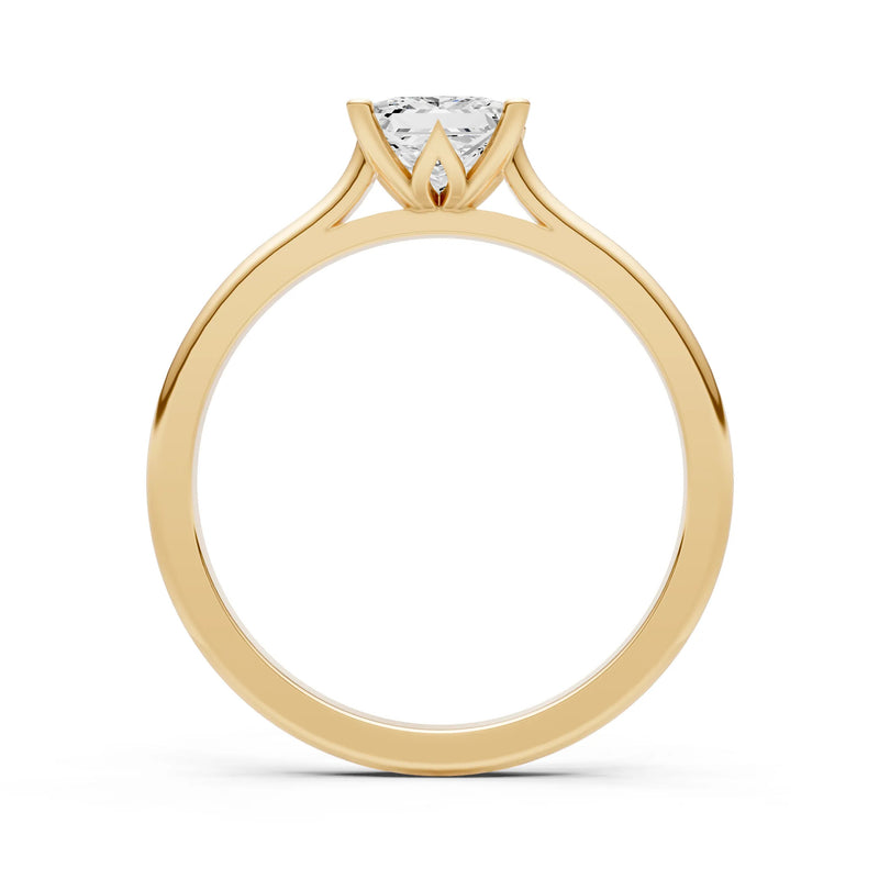 CVD Princess Cut 6mm 4 Prong Princess Cut Solitaire Cathedral Ring