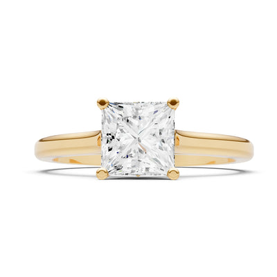 CVD Princess Cut 6mm 4 Prong Princess Cut Solitaire Cathedral Ring