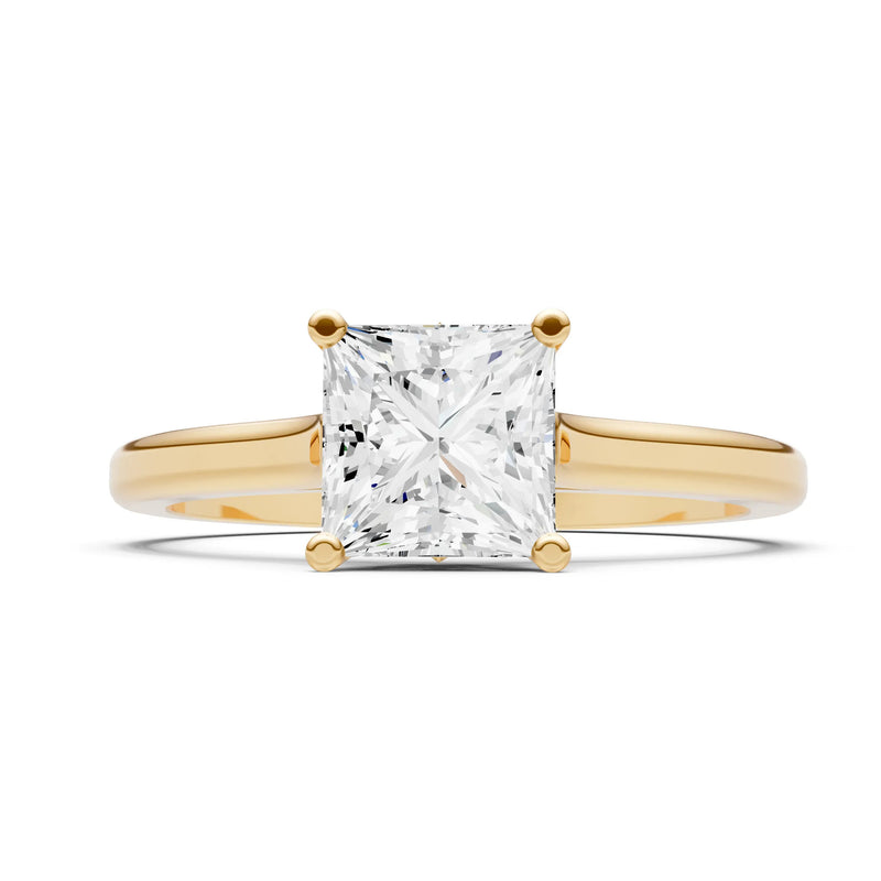 CVD Princess Cut 6mm 4 Prong Princess Cut Solitaire Cathedral Ring
