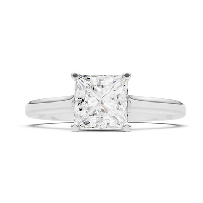 CVD Princess Cut 6mm 4 Prong Princess Cut Solitaire Cathedral Ring