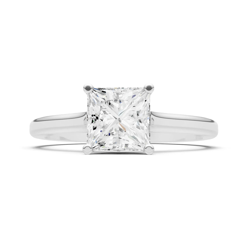 CVD Princess Cut 6mm 4 Prong Princess Cut Solitaire Cathedral Ring