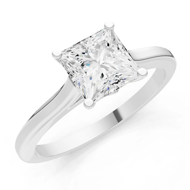 CVD Princess Cut 6mm 4 Prong Princess Cut Solitaire Cathedral Ring