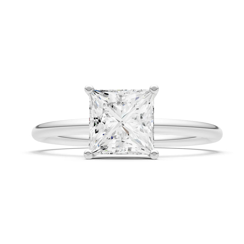 4 Prong Princess Cut Basket Classic Solitaire Engagement Ring
