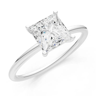 4 Prong Princess Cut Basket Classic Solitaire Engagement Ring