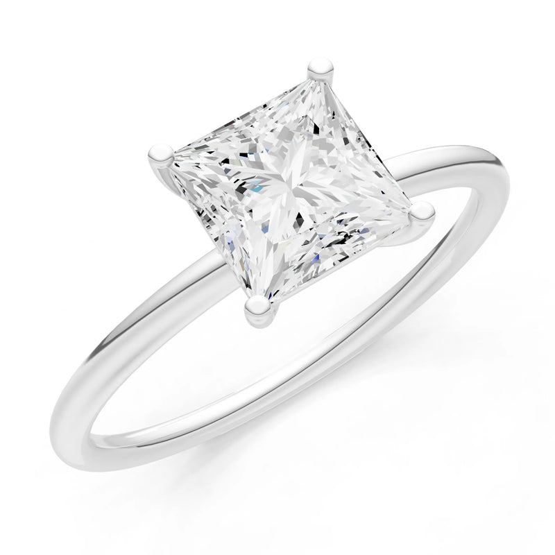 4 Prong Princess Cut Basket Classic Solitaire Engagement Ring