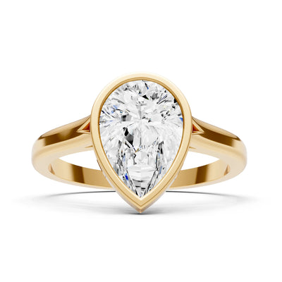 Diamond Pear Shape Bezel Set Solitaire Ring