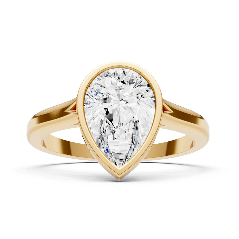 Diamond Pear Shape Bezel Set Solitaire Ring