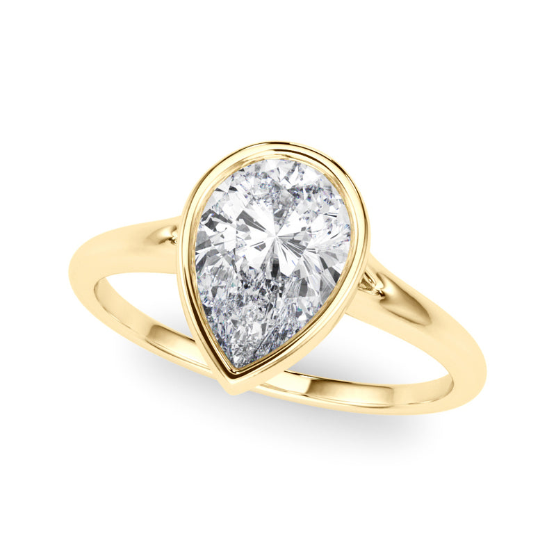 PEORA Solid 10k Yellow Gold Ring - 1.50 Ct Lab Grown Diamond for ; 9.5x6.5mm Pear Shape Cut Promise, Engagement or Anniversary Ring, Jewelry Gift, w/Jewelry Box