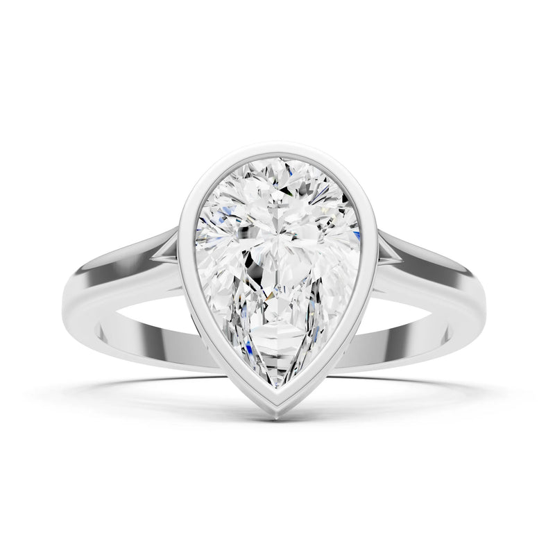 Diamond Pear Shape Bezel Set Solitaire Ring