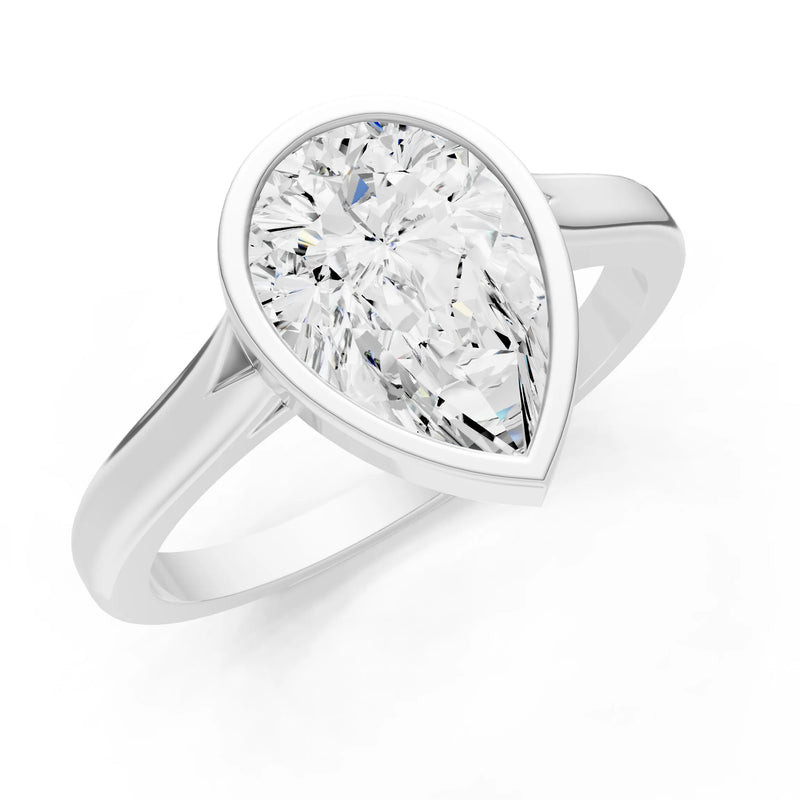 Diamond Pear Shape Bezel Set Solitaire Ring