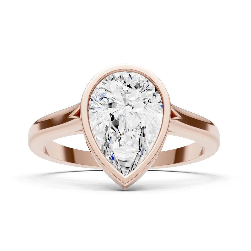 Diamond Pear Shape Bezel Set Solitaire Ring