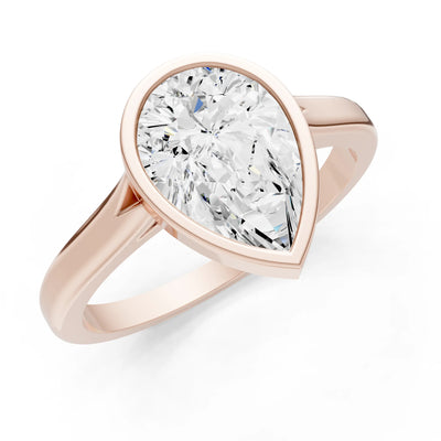 Diamond Pear Shape Bezel Set Solitaire Ring