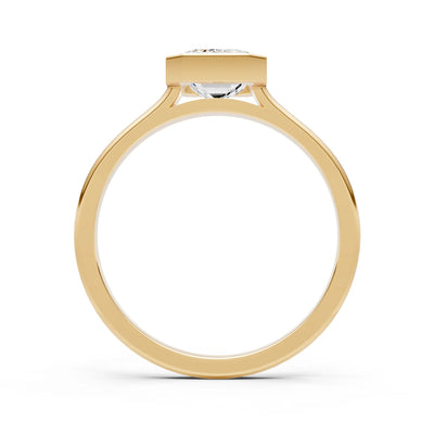 Diamond Emerald Cut Bezel Set Solitaire Ring