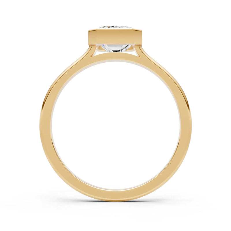 Diamond Emerald Cut Bezel Set Solitaire Ring